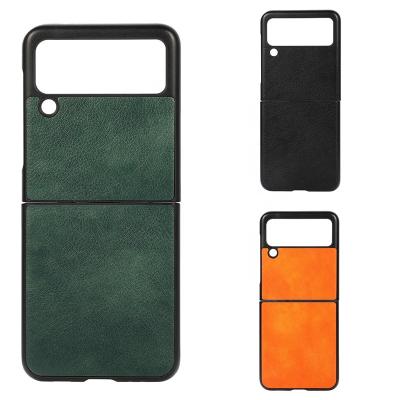 China Shockproof For Z Fold 3 PU Leather Case Full Folding Mobile Cover Custom Flip Leather Case For Z Flip 3 for sale