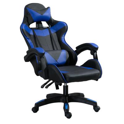 China Reclining (Height) Office Adjustable Blue Computer PC Leather Comfortable Racing Gaming Chair With Footrest for sale