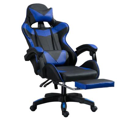 China Blue Leather Gaming Chair (Height) China Adjustable Gaming Chair Manufacturer With Footrest for sale