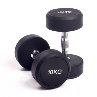 China Home Use Cast Metal Dumbbells Natural Rubber Coated Gym Equipment Dumbbell for sale