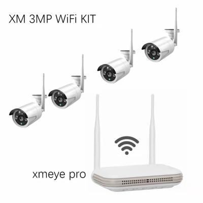 China NVR System 4PCS 8PCS P2P Mini Wireless Internet Night Vision XM 4CH 8CH 3MP WIFI IP CCTV Security Camera Infrared Wifi Kit for sale