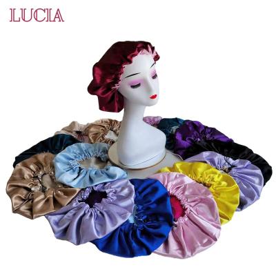 China European and American style LOW MOQ wholesale custom made logo sellers luxury double layer satin hair caps for women for sale