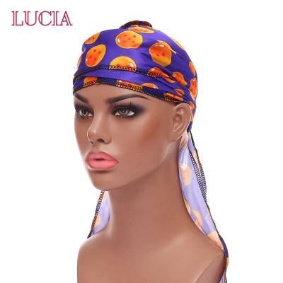 China Custom Other Durag Wholesale Store Bandana Private Label Fashion Hat for Men Silk Anime Kobe Durag for sale