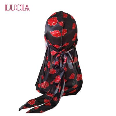 China Custom hip hop wholesale high quality silky durag other design latest anime satin ball durag dragon silk durag for sale