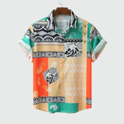 China Wholesale Anti-wrinkle Summer Regular Fit Buttons Big Size Hawaiian Style Digital Printing T Shirt For Men Design for sale