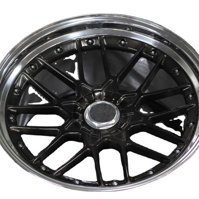 China High Quality Custom Car Modification 5x112 Inch 21 Polished Full Lip Aluminum 2 Piece Forged Wheel Car Rim for sale