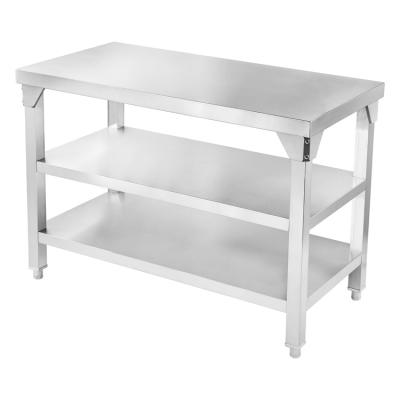 China Stainless Steel201/304 2021 high quality commercial square stainless steel workbench stable and durable double-layer tube for sale