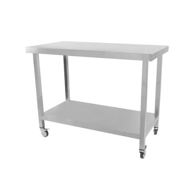 China Factory Supply Stainless Steel201/304 Stainless Steel Work Table On Wheels Heavy Duty Kitchen Work Table With Wheels Portable Work Bench With Wheels for sale