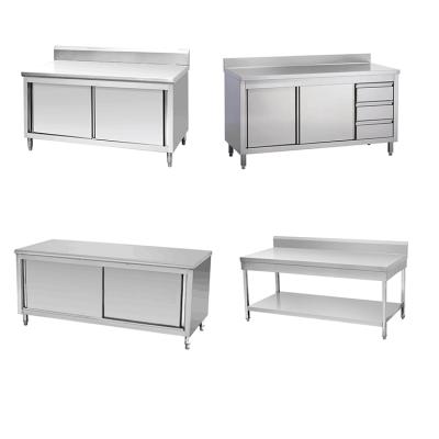 China Stainless Steel201/304 Malaysia Food Prep Stainless Steel Work Table Cabinet Counter With Door/Metal Bench Cabinet And Dish Storage Cabinet Factory for sale