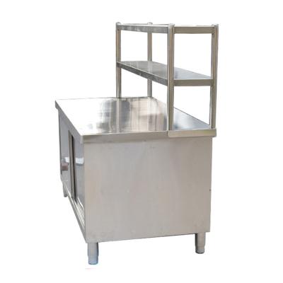 China Stainless Steel201/304 Stainless Steel201/304 Stainless Steel Sliding Door Workbench Kitchen Workbench Cutting Table Chopper Canteen Storage Cabinet for sale