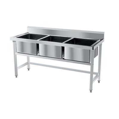 China Without Faucet 3 Compartment Stainless Steel Industrial Sink Kitchen 304 Stainless Steel Commercial Free Sink Manufacturers for sale