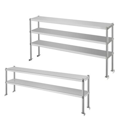 China Stainless Steel Work Table Stainless Steel Double Over Shelf For Commercial Restaurant Equipment/3 Tiers Kitchen Worktable Top Shelf Unit for sale