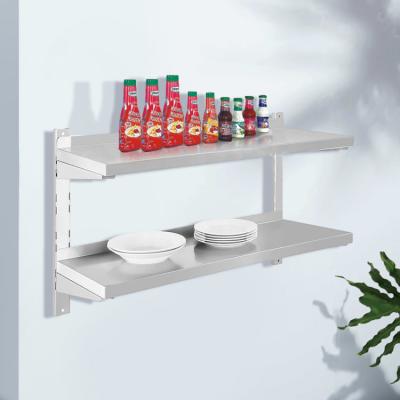 China Factory Made Commercial Stainless Steel201/304 Stainless Steel Kitchen Wall Shelf For Sale Restaurant Dish/Pipe Set Wall Shelf For Supply for sale