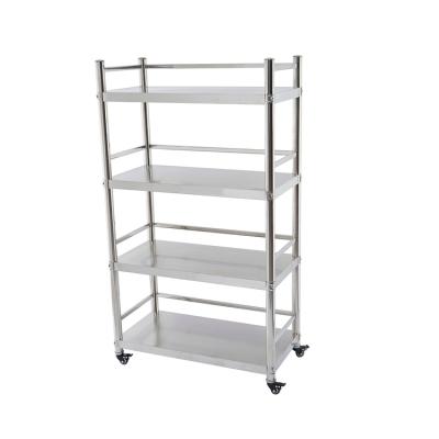 China Factory Direct Selling Stainless Steel201/304 Multi-Layer Metal Goods Stainless Steel Kitchen Storage Shelves Drawer Shelf for sale