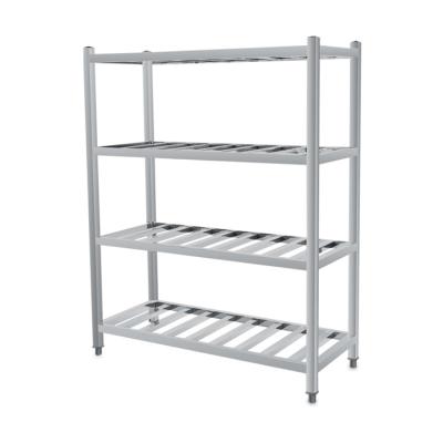 China Hot Sale High Quality Commercial Steel201/304 Stainless Four Layer Dish Rack Kitchen Solid Goods Rack Stainless Steel Shelf for sale