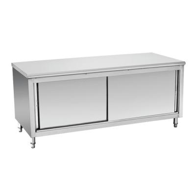 China 201/304Stainless Kitchen Sliding Door Stainless Steel Cabinet Work Table Equipment Restaurant Supply Work Tables for sale