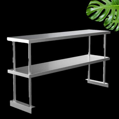 China Stainless Steel 2 Tiers Stainless Steel Over Shelf Double Layer Commercial Stainless Steel Work Table Top Rack for sale