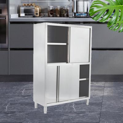 China Stainless Steel201/304 Stainless Steel201/304 Kitchen Sliding Door Locker Hotel Restaurant School Food Cabinet Four-Door Cabinet Cleaning Cupboard for sale