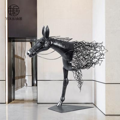 China Folk Art Commercial Center Sales Office Lobby Sculpture Opens Modern Metal Horse Flooring Creative Space Decoration for sale