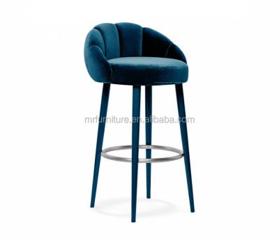 China Modern Hot Modern Stainless Steel High Legs Upholstered Bar Stool For Cafe for sale