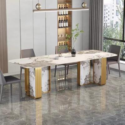 China Factory Customized Modern Luxury Glass Square Leg Dining Table Luxury Dining Table Stainless Steel Dining Chair for sale