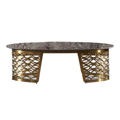 China Modern luxury extendable oval marble top coffee table living room furniture for sale