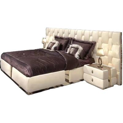 China Modern Simple Design Modern Bedroom Furniture King Size Leather Double Bed for sale