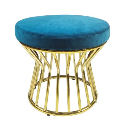 China Hot Sales Convertible Steel Green Ottoman Cushion Velvet Ottoman Modern Gold Polished Round Chair For Living Room Club Outdoor for sale