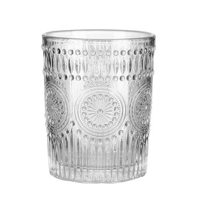 China Minimalist Nordic Style Retro Relief Glass With Round Hog Rim Juice Cup for sale