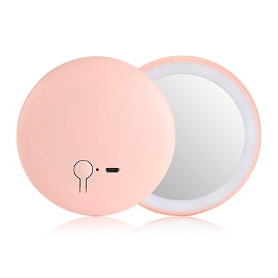 China Lighted LED Donut Mirror Casual Makeup Mirror Round Handheld Portable Makeup Mirror for sale