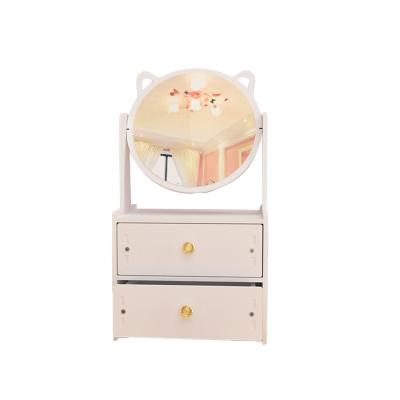 China New casual type large mirror desk lady makeup mirror cosmetics storage box makeup table dressing shelf for sale