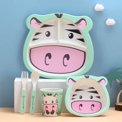 China Hot Amazon Seller Bamboo Fiber Tableware Set Baby Divider Dish Cartoon Gift Tableware Viable for sale