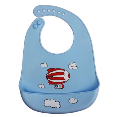 China New Printed Removable Washable Silicone Baby Bib Portable Silicone Baby Bib for sale