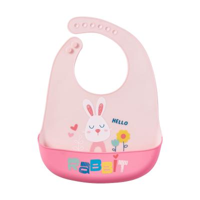 China Food Grade Silica Gel Baby 0 To 6 Years Eating Silicone Bib Baby Bib Waterproof And Antifouling Adjustable Printed Bib for sale