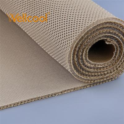 China Heat-insulation OEM bedding application fabric 5mm thickness washable gold 3d mesh fabric for mattress for sale