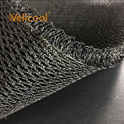 China Wellcool 10mm Thickness Double Mesh Spacer Flame Retardant Black Rhombic Polyester 3D Spacer Knits For Wheelchair Cushion, Horse Saddle for sale