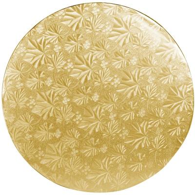 China Disposable gold with corrugated waterproof pattern cardboard cake board /cakeboard/cake drum for sale