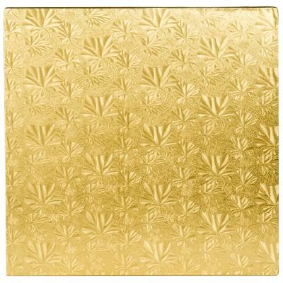 China Disposable Gold Foil Cake Board Corrugated Cake Drum With Square Shape for sale