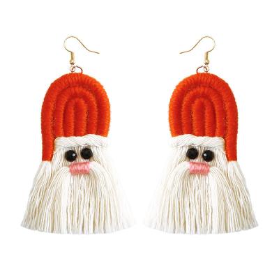 China Customization Ornaments Wholesale Cartoon Creative Christmas Women's Earrings Christmas Bohemian Tassel Weaving Handmade Earrings for sale