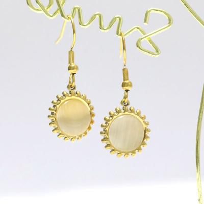 China CLASSIC Delicate and Elegant Women's 18K Gold Plated White Wedding Bridal Earrings Round Natural Gemstone Earrings for sale