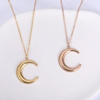 China High Quality Exquisite Vintage Hot Sale Jewelry Gift For Friends 18k Gold Plated Stainless Steel Half Moon Necklaces for sale