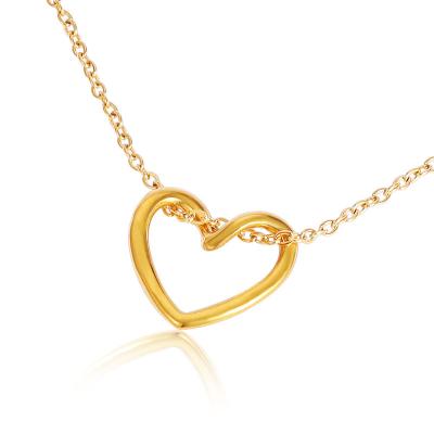 China FASHIONABLE hot selling high quality 18K gold stainless steel plated small heart hollow heart necklaces for sale