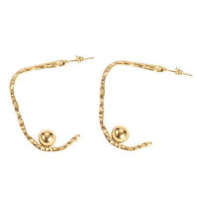 China 2022 CLASSIC fashion design star with the same elegant and irregular 18K gold-plated solid pearl c-shaped earrings stainless steel for sale