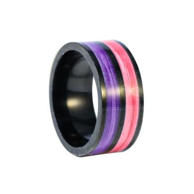 China CLASSIC New Wholesale Jewelry Titanium Steel Brushed Enamel Two Tone Rings for sale