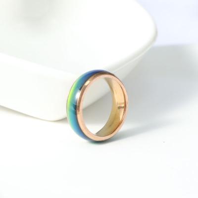 China CLASSIC Factory Wholesale Mood Discoloration Jewelry Stainless Steel 6MM Temperature Sensing Couples Rings for sale