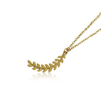 China Europe And America Fashion Women Stainless Steel Golden Pendant Jewelry Tasty Leaf Necklace for sale