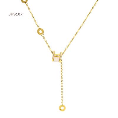 China Chain Zircon H Opal Stainless Steel Necklace, Women's Jewelry Fashion Charm JHS107 Hot Sale 18K Gold Necklace for sale