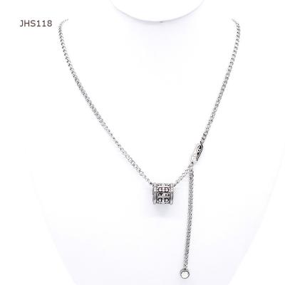 China JHS118 fashion silver chain jewelry hot sale charm JHS118 stainless steel men's and women's Cuban pendant necklace for sale