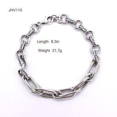 China Wholesale Retro Totem JHV115 925 Silver Black Silver Punk Round Buckle Bracelet for sale