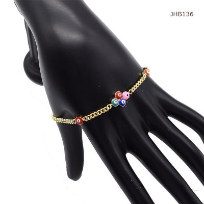 China JHB136 High Quality New Design 18K Gold Plated Colorful Eyes Cuba Bracelet Women Bracelet for sale